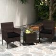 thumbnail image 1 of Costway 3 PCS Outdoor Conversation Set with Cushioned Seat & Tempered Glass Tabletop Black, 1 of 10