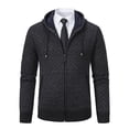 thumbnail image 1 of Wzzjkit Fall Clothes Men's Colid Color Long-sleeved Hooded Zipper Pocket Knitted Sweater Jacket, 1 of 5