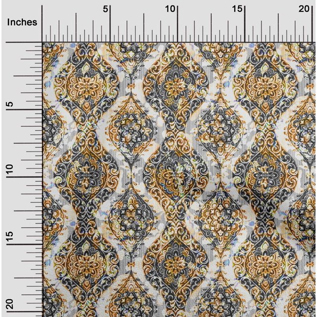 oneOone Georgette Viscose Yellow Fabric Block Sewing Material Print Fabric By The Yard 42 Inch Wide