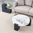 thumbnail image 2 of Detachable Combination Coffee Table with MDF Wood Grain & White Glass Top, Multi-Functional Design Can Serve As Coffee Table or 2 Individual Side Tables for Living Room, 2 of 9