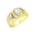 thumbnail image 3 of RYLOS Men's Rings 14K Yellow Gold Ring Classic Designer Style 8X6MM Oval Gemstone & Diamond Ring Opal October Birthstone Rings For Men Size 10, 3 of 7