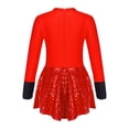 thumbnail image 2 of Yartina Costume de Maître de Cirque pour Filles Enfants Sequins Brillants Nœud Papillon Robe de Danse Jazz Moderne Rouge 14, 2 of 7