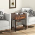 thumbnail image 4 of Gymax 2 PCS Nightstand Side End Table w/ Charging Station Drawer Open Shelf, 4 of 8