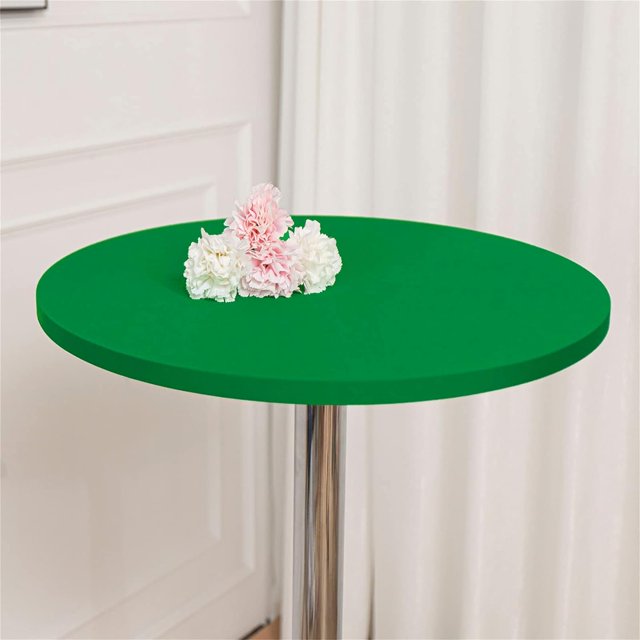 ORUYROP 2-Pack Cocktail Round Table Topper Cap Spandex Fitted Stretch Cocktail Tablecloth Tight Stretchable Elastic for Weddings Banquets Events Parties Restaurants(Size: 140cm,Color:Forest-Gr