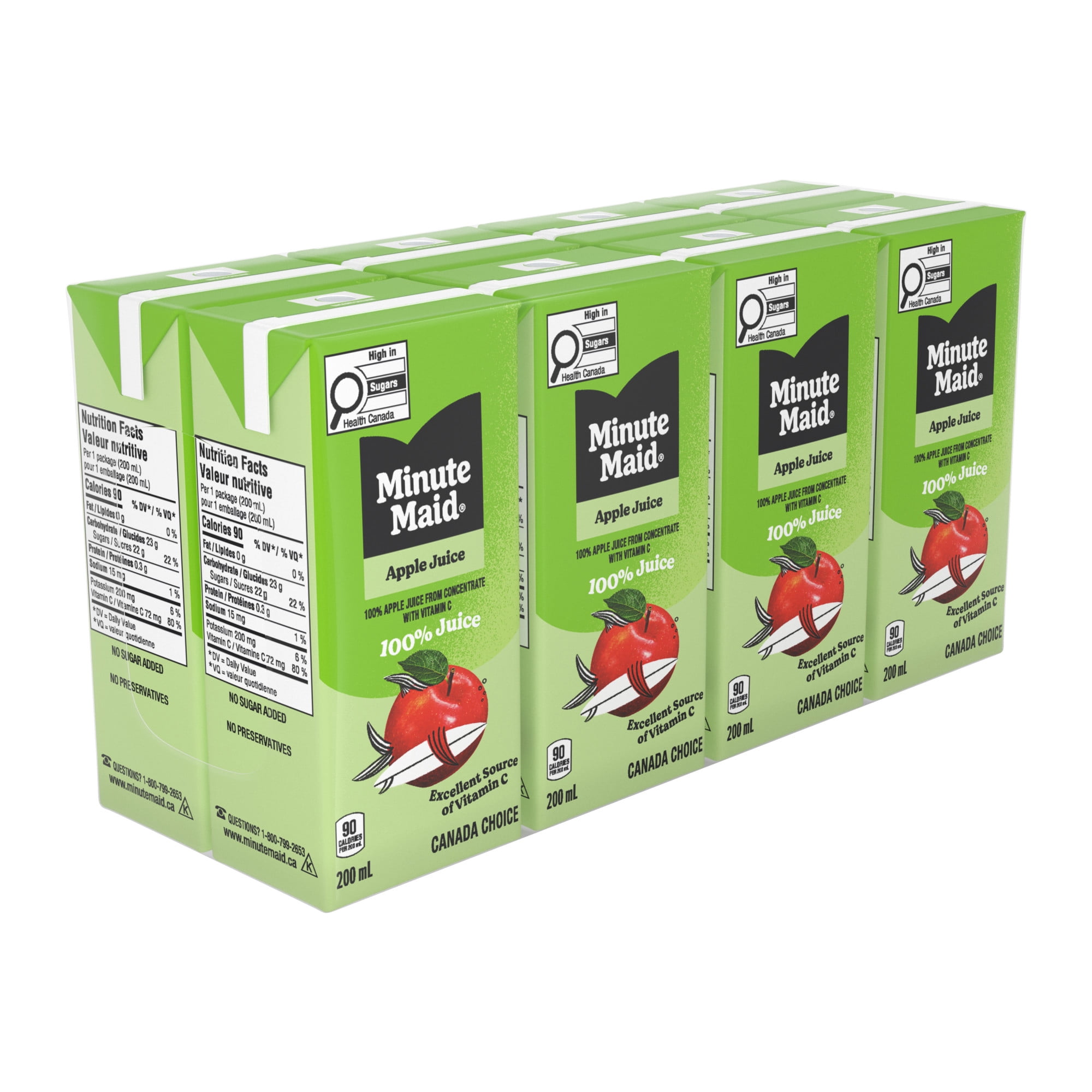 Minute Maid Apple Juice, 200ml, pack of 8