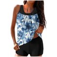 thumbnail image 2 of UPPADA 2 Piece Full Coverage Swimsuits for Women Floral Athleti Crewneck Bathing Suits High Waisted Tummy Control Modest Swimwear Comfy Tankini Top with Shorts Blue,Xl, 2 of 5