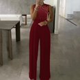 thumbnail image 2 of Combinaison Sans Manches Unie à Taille Haute pour Femmes avec Poches, Décontractée, Jambe Grand, Ample et Grand, Barboteuse, Robe Maxi, 2 of 8