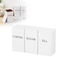 thumbnail image 2 of 3 Pcs Coffee Tea Sugar Container Set, 3.35x3.35x5.9 Inch,Metal Teas and Coffee Canisters Set with Lids, Black Canisters Sets for Kitchen,Food Storage Container Jars for Kitchen Counter Storage(White), 2 of 9