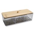 thumbnail image 3 of ITY International - Boîte de Rangement avec Couvercles en Bambou, 3 Compartiments, 9.45 Pouces x 3.34 Pouces x 2.75 Pouces, Transparent, 3 of 4
