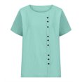 thumbnail image 5 of Timegard Plus Size Tops for Women Round Neck Short Sleeve Button Lightweight Blouse Casual Loose Tops, 5 of 5