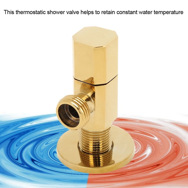 Angle Stop Valve with Washer, Brass Hot/Cold Water Shut Off Faucet Angle Valve Bathroom Toilet Mixer Tap Shower Accessory