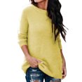 thumbnail image 1 of LUXUR Women Crew Neck Pullover Plain Work Tunic Blouse Yellow 5XL, 1 of 2