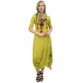 thumbnail image 3 of Bimba Robe Maxi à Drapé pour Femme Vert Olive Clair avec Foulard à Franges-8, 3 of 9