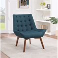 thumbnail image 2 of Chaise Capitonnée Shelly en Tissu Bleu Azur avec Pattes Café K/D, 2 of 8