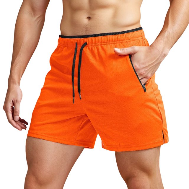 Men's Running Shorts with Zipper Pockets Gym Athletic Workout 5" Shorts for Men