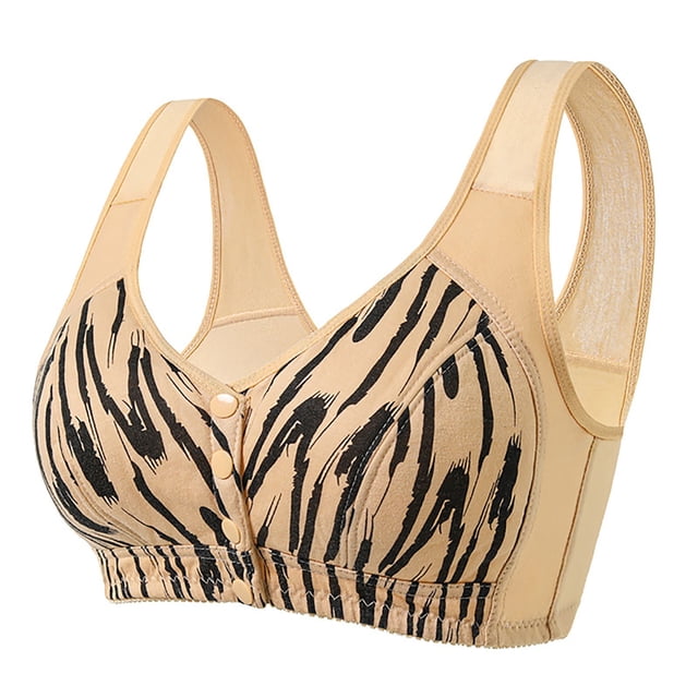 ManxiVoo Full Bust Front Closure Wireless Bra Large Cup Size Supportive Comfort Fit Seamless Camisole Style Printed Design S Size Light Yellow
