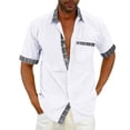thumbnail image 1 of Kcodviy Mens Casual and Buckle Large Cute Pocket Stitching Plaid Short with Button Sleeve Shirt Jacket Dragon Button Down Leotard Shirt with Long Sleeve, 1 of 7