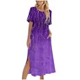 thumbnail image 2 of Ovzne Robes Grande Taille pour Femmes aux Formes Robe Femme Robe Décontractée d'Été pour Femmes Robe de Printemps à Manches Courtes avec Poches Robe de Plage Évasée Robe Décontractée Robe d'Été à Manches Courtes Imprimée Liquidation, 2 of 7
