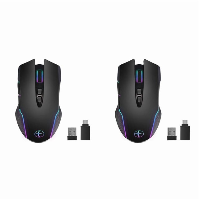 2X Wireless Mouse Mouse Jiggler Mouse Mover LED Rechargeable 2.4G Mause Ergonomic Mini Mouse USB Optical Mice 1600 DPI