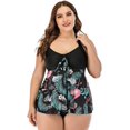 thumbnail image 1 of Women's Plus Size Tropical Flamingo Hater Swing Top Tankini Swimsuit, 1 of 7