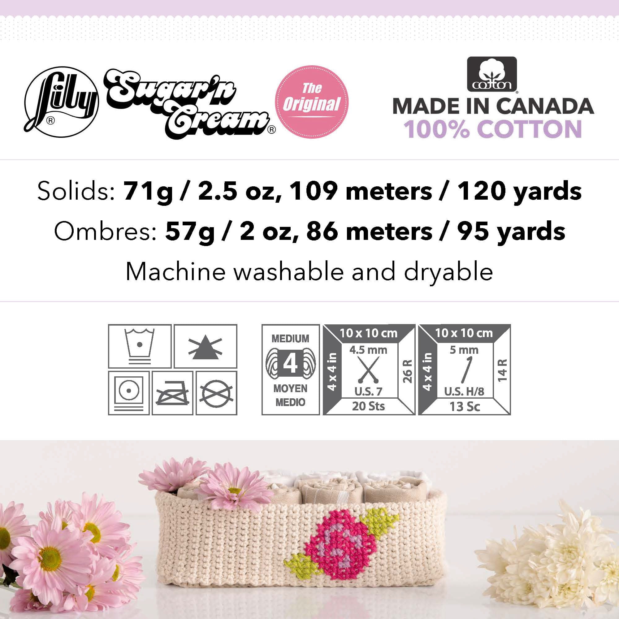 Lily Sugar N Cream® Snc Sb™ #4 Worsted (Medium) Cotton Yarn, Ecru 2.5oz/70.9g 120 Yards