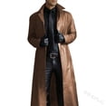 thumbnail image 2 of KIHOUT Spring Winter Warm Coat Lapel Solid Color Slim Leather Long Leather Jacket Men's Windbreaker Jacket,Size S-5XL, 2 of 5