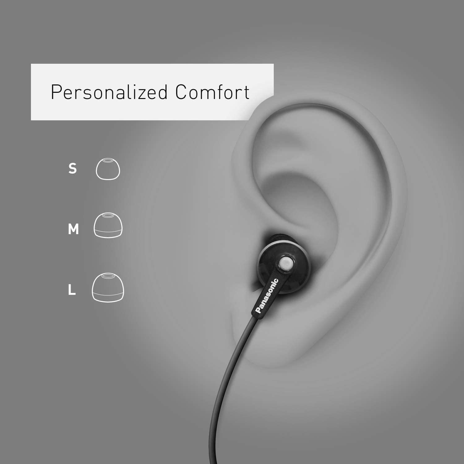 Panasonic ErgoFit Écouteurs intra-auriculaires avec micro et contrôleur, Noir