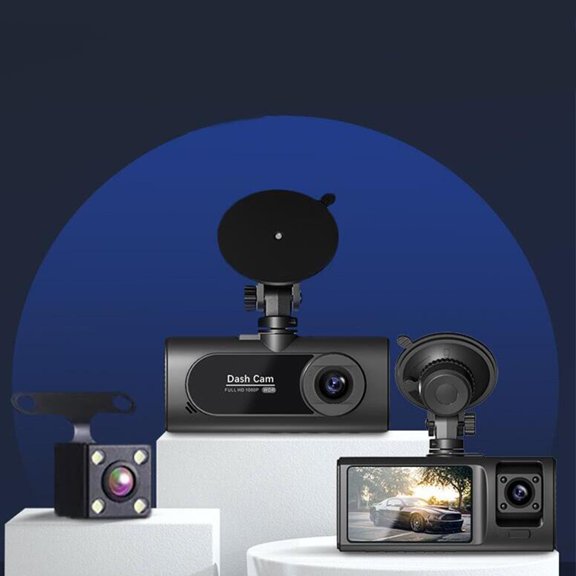 Dvkptbk Dash Cam Trois Enregistrements Dash Cam avant Intérieur et Arrière Enregistreur de Conduite 1080P pour Voitures avec Vision Nocturne/capteur G/moniteur de Stationnement/enregistreur en Boucle Caméra de Véhicule
