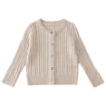 thumbnail image 1 of Wdgfv Filles Garçons Cardigan en Lin à Col Rond Chandail Tricoté et Tenue Douillette et Stylée pour Enfants Beige 9-10 Ans, 1 of 4