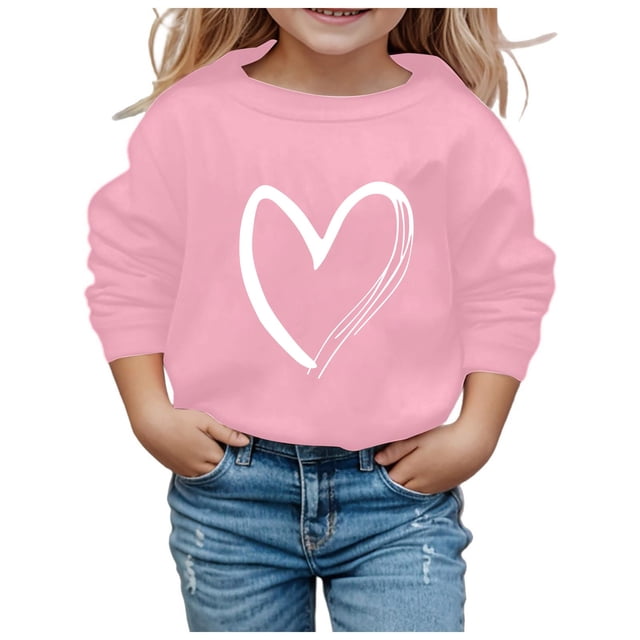 PMVFHDE Chandail pour Filles Chandail à Capuchon pour Fille Manches Longues Doux Chandail Graphique Hoody Enfants Mignons Chandails à Enfiler Haut Vêtements pour Filles Rose, 6-7 Ans
