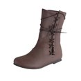 thumbnail image 2 of LSLJS Men's Mid-Calf Boots, Men's Winter Flat Heel Leather Strap Warm Lace Up Vintage Mid Boot Rider, 2 of 5