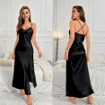 thumbnail image 3 of FAIWAD Nightgown for Womens Sleeveless Spaghetti Strap Split Dress Solid Color Draped Midi Dress Robe, 3 of 6