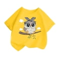 thumbnail image 1 of Chemises Filles Imprimé Mignon Col Rond Manches Courtes Tee Été Mode Ample Vêtements Bébé Filles Jaune 8-10 Ans, 1 of 4