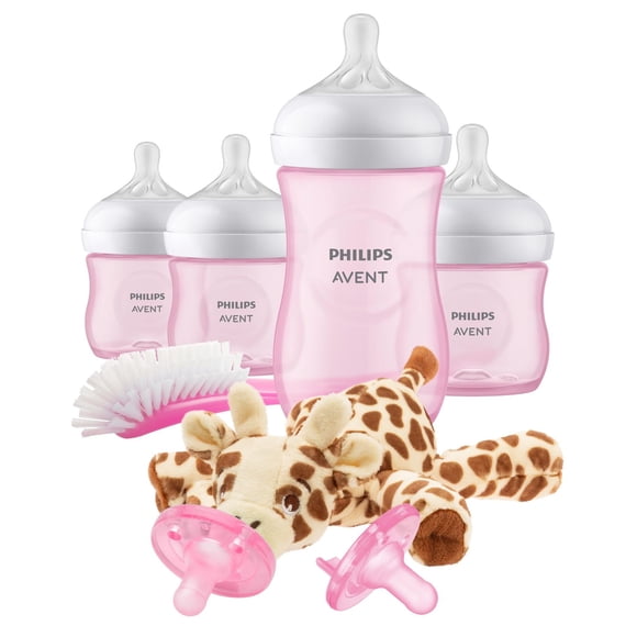 Philips Avent Natural Baby Bottle Pink Baby Gift Set With Snuggle, SCD838/03