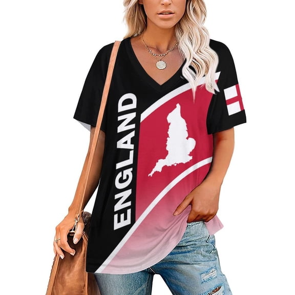 Chandail de Soccer pour Femmes Angleterre 2026 pour Fans de Soccer avec Drapeau de la Nation, Chandail Aussi Personnalisé