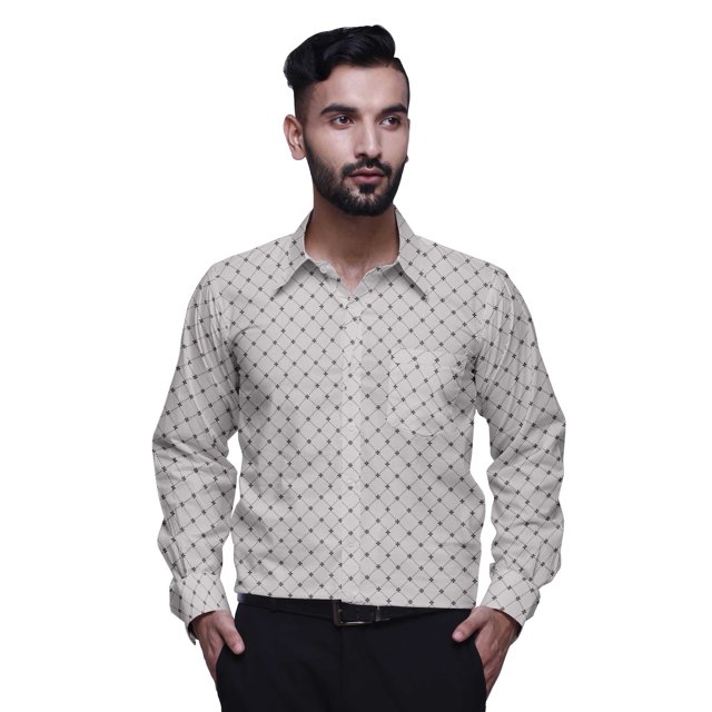 BESTMAN Chemise en Coton Imprimée avec Poches Col Évasé Boutonnée Chemise Formelle