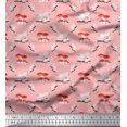 thumbnail image 1 of Soimoi Pink Poly Georgette Fabric Mushroom Vegetable Printed Fabric 1 Yard 42 Inch Wide, 1 of 2