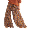 thumbnail image 2 of Pantalons de Plage Boho pour Femmes Taille Haute Décontractée Ample Jambe Grand Droite Imprimée, 2 of 6