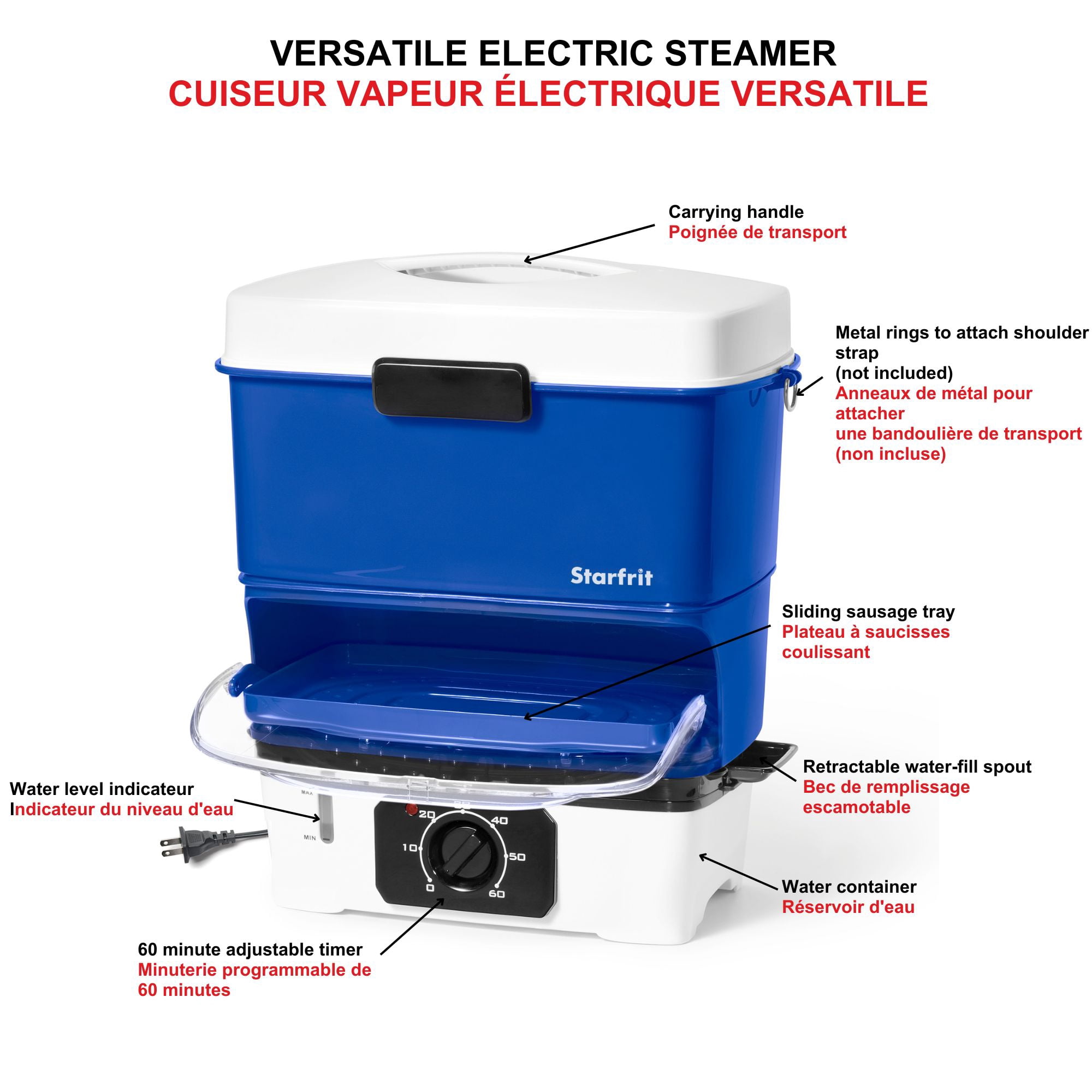 Starfrit Electric Hot Dog Steamer, Steams up to 12 Hot-Dogs