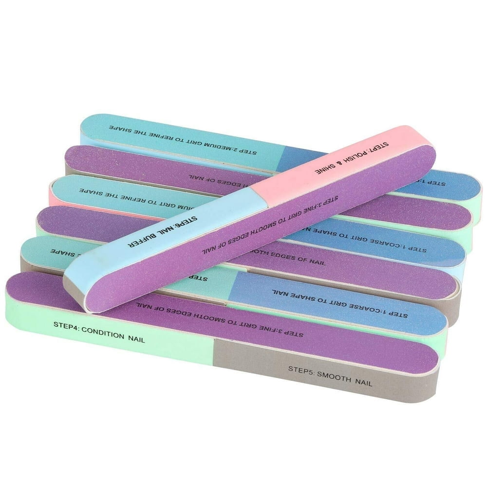 MesaSe 6 Pieces 7 Way Nail File and Buffer Block Professional Nail Buffering Files 7 Steps Washable Emery Boards for Acrylic Nails