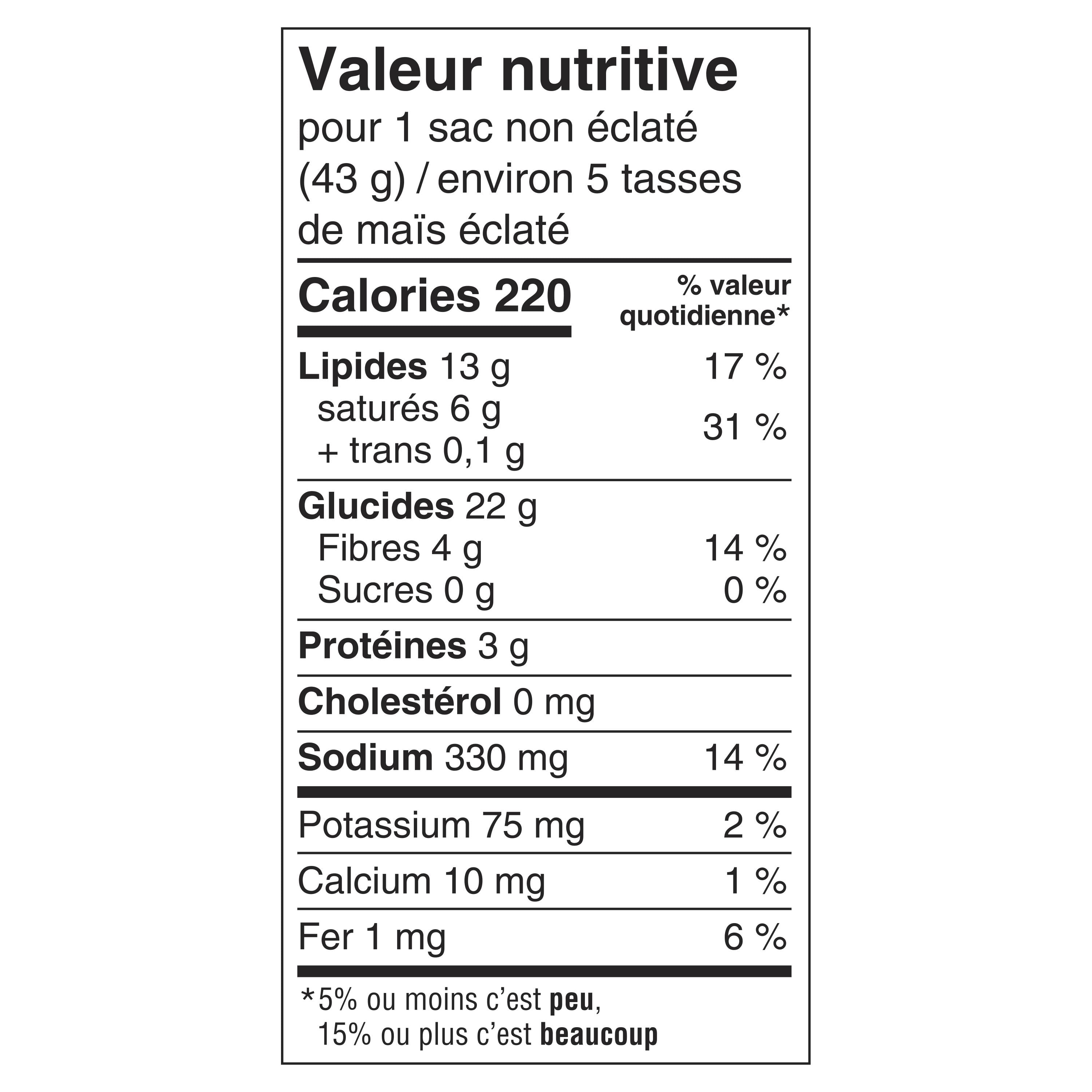 Orville Redenbacher Maïs éclaté au micro‑ondes saveur beurre, maïs éclaté 100 % grains entiers, sans gluten, 340 g (8 mini sacs x 43 g)