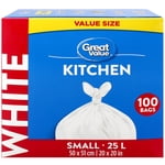 Great Value Petits sacs d'ordures de cuisine, 25L , 100bags