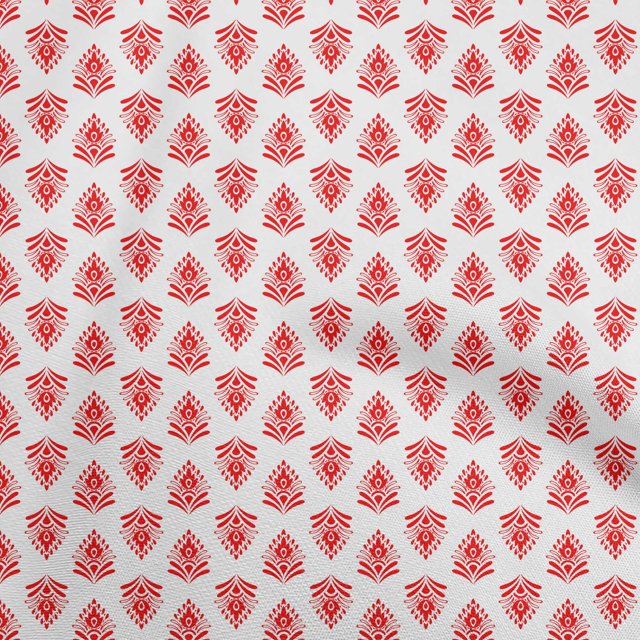 oneOone Cotton Silk Red Fabric Asian Block Sewing Craft Projects Fabric Prints By Yard 42 Inch Wide
