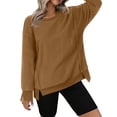 thumbnail image 3 of Horkkom Chandails à Col Rond pour Femmes, Veste en Molleton Décontractée, Chandail à Enfiler à Col Rond, Blouse Duveteuse, Hauts à Manches Longues, Chaud, Épais, Manteaux d'Automne et d'Hiver, Chandail, 3 of 8