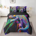 thumbnail image 2 of Colorful Chameleon Bed in a Bag Queen Comforter Set 7 Piece,Cute Lizard Wildlife Bedding Set Lovely Reptile Creature Sheet Set with Comforter,Botanical Tree Branch Bed Set, 2 of 5