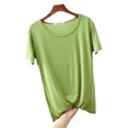 thumbnail image 1 of Weiqiqre T-Shirt à Col Rond pour Femme à Manches Courtes Ajusté T-Shirt Mince Uni Haut de Pyjama Pyjama à Manches Courtes, 1 of 8