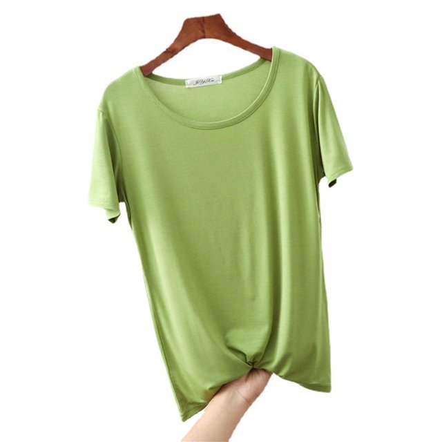 Weiqiqre T-Shirt à Col Rond pour Femme à Manches Courtes Ajusté T-Shirt Mince Uni Haut de Pyjama Pyjama à Manches Courtes