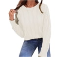 thumbnail image 1 of Chandails à Enfiler de Mode pour Femmes Chandails de Mode pour Femmes d'Hiver Décontractés à Boutons Col Rond Manche Chandail Uni Hauts Blouse Hauts Chandails pour Femmes 2024 S-215 Blanc TG, 1 of 8