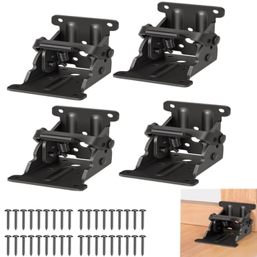 Support Pliable, Quincaillerie de Charnière Auto-Bloquante avec Vis, Support d'Extension Verrouillable pour Pied de Table, Pied de Lit, Établi, Lot de 4