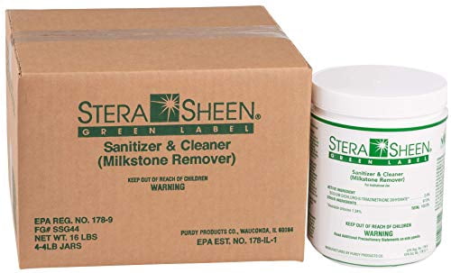Stera-Sheen Green Label Sanitizer by Purdy Products - 1 Case of 4 x 4 Pound Jars